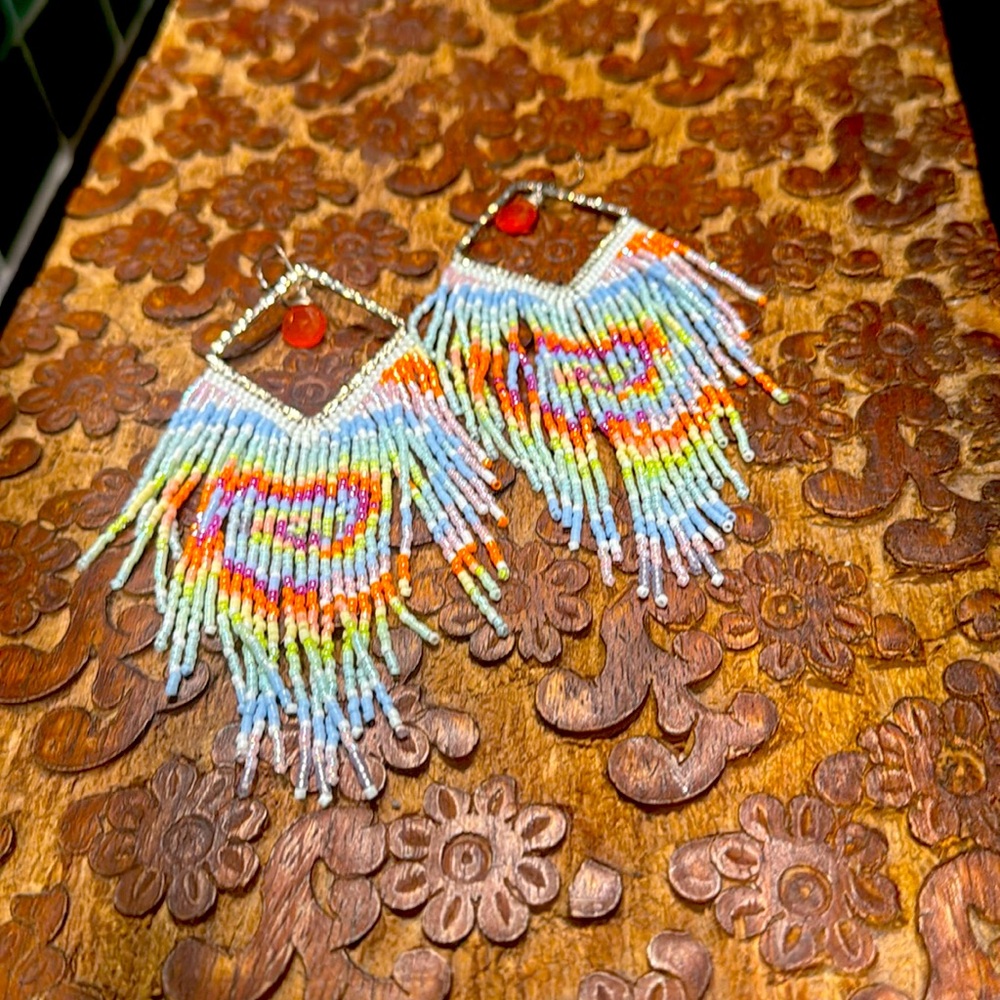 Tie Dye Fringe Earrings